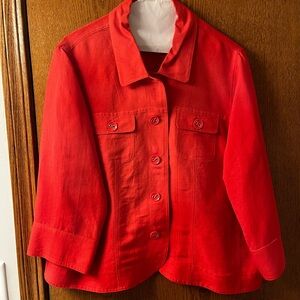 East 5th Bright Red Button-Front Jean Jacket